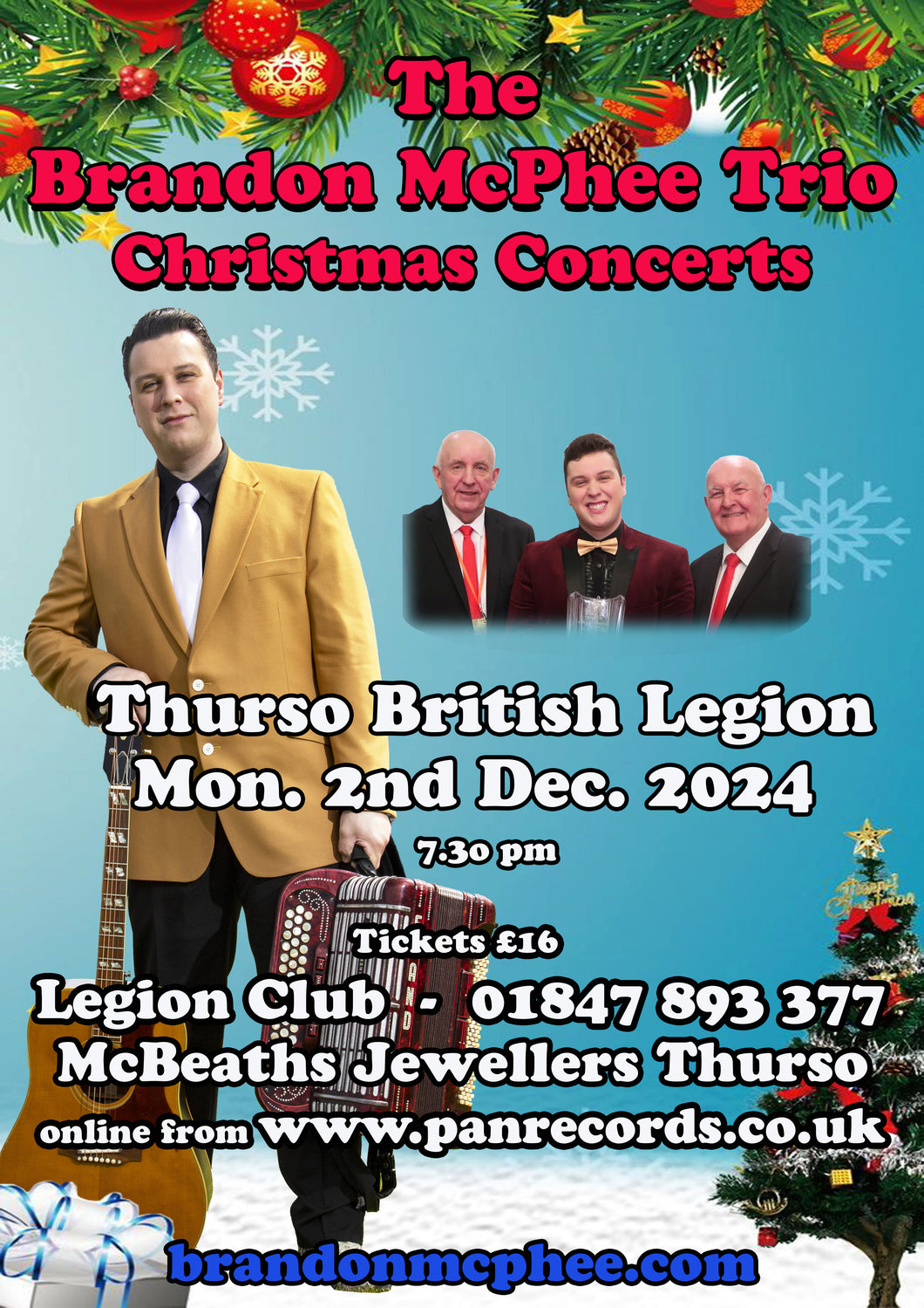 BRANDON McPHEE TRIO CHRISTMAS CONCERT - THURSO BRITISH LEGION