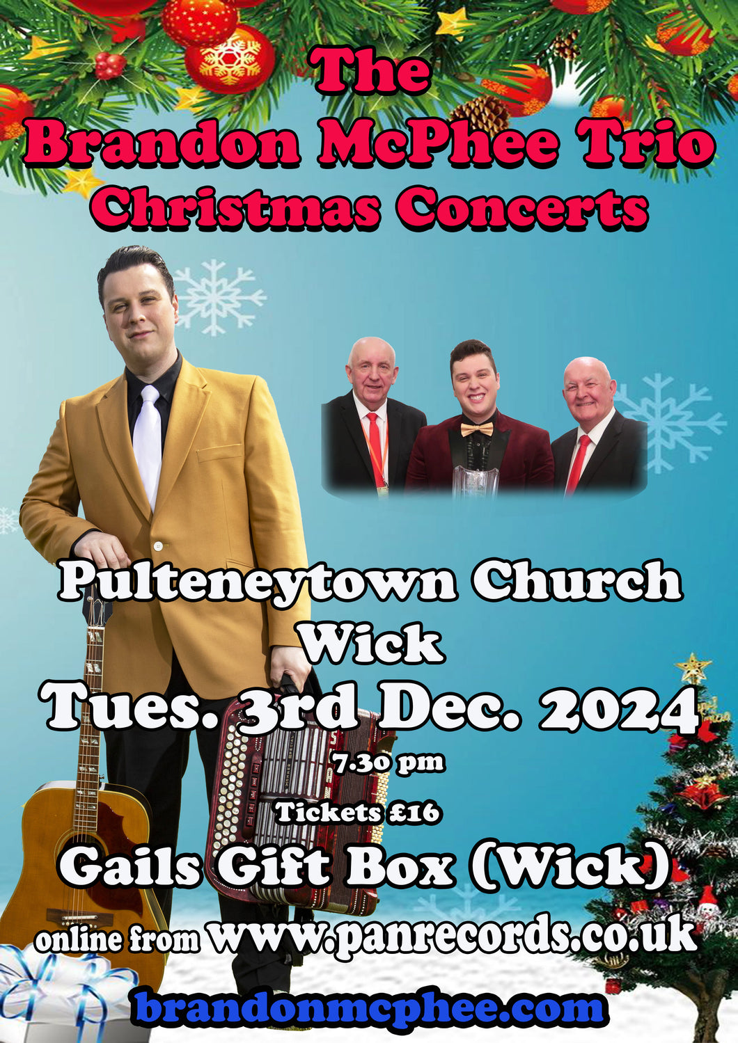 BRANDON McPHEE TRIO CHRISTMAS CONCERT - PULTENEYTOWN CHURCH, WICK