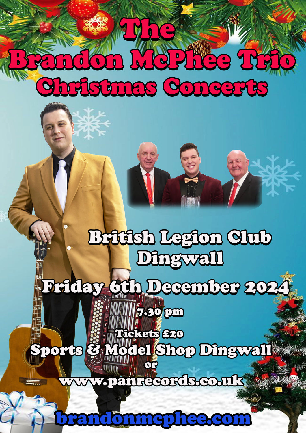 BRANDON McPHEE TRIO CHRISTMAS CONCERT - BRITISH LEGION CLUB, DINGWALL